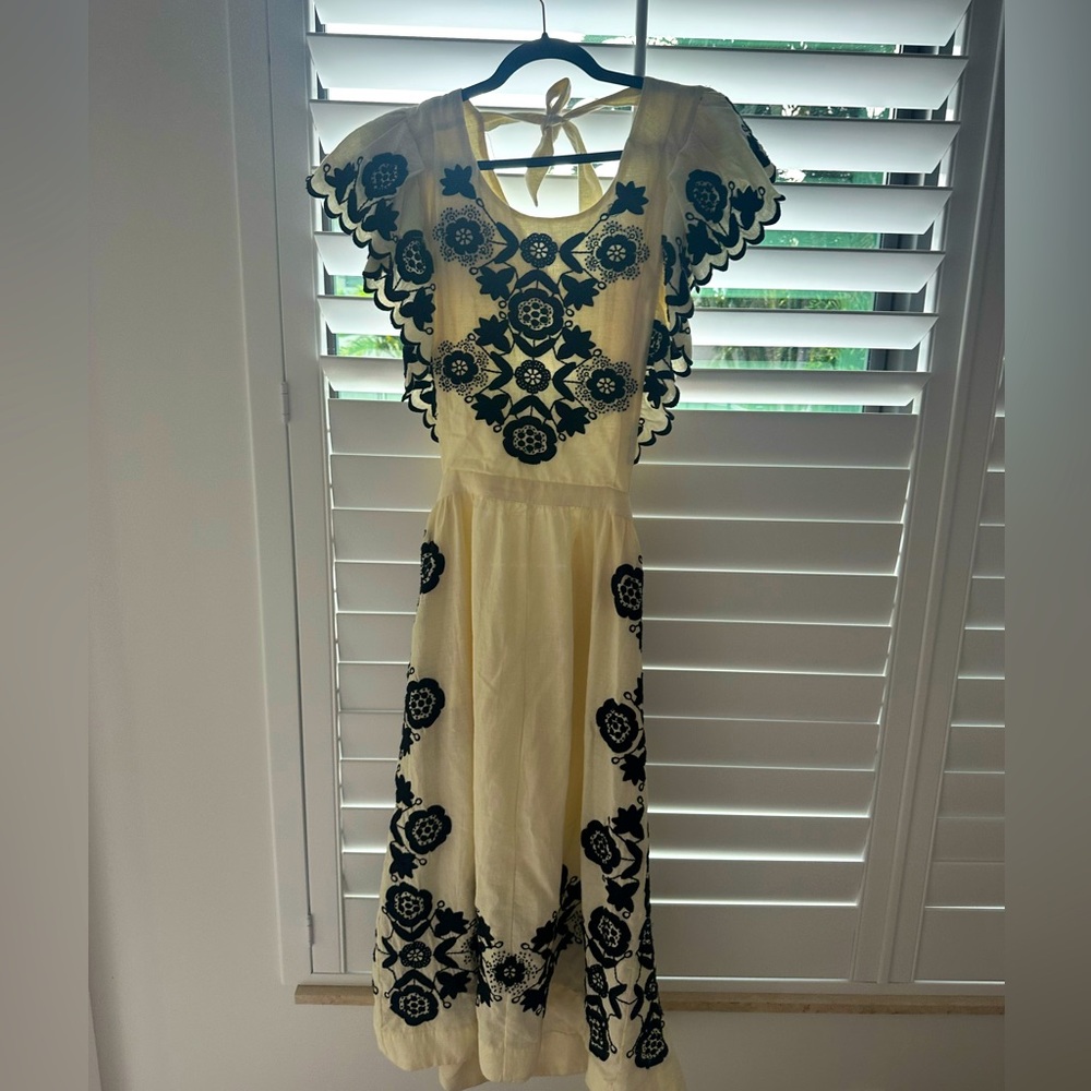 Beautiful whimsical cream and black SEA dress